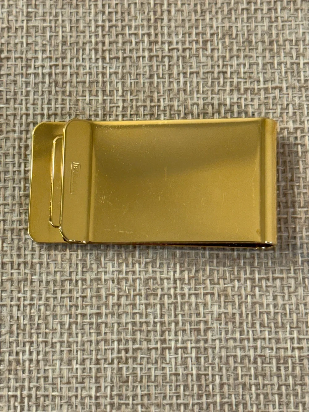 Vintage Barlow Bald Eagle Faux Scrimshaw Money Clip Gold Tone